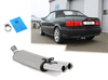 Fox Edelstahl Sportauspuff Audi 80/90 89 B3 Limousine Coupe und B4 Cabrio 2x76mm rund eingerollt gerade mit Absorber