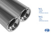 Fox Edelstahl Sportauspuff-Komplettanlage ab Kat Audi 80/90 quattro Typ 85 bis 08.84 2x76mm rund eingerollt gerade mit Absorber