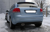 Fox Edelstahl Sportauspuff-Komplettanlage ab Kat Audi A3 8P 3.2 V6 quattro 160x80mm flachoval eingerollt abgeschrägt mit Absorber