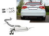 Fox Edelstahl Racing-Komplettanlage ab Kat. Ø70mm Audi A3 8P Cabrio 1.4 TFSI 2x76mm rund eingerollt abgeschrägt