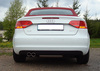 Fox Edelstahl Racing-Komplettanlage ab Kat. Ø70mm Audi A3 8P Cabrio 1.4 TFSI 2x76mm rund eingerollt abgeschrägt