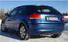 Fox Edelstahl Racing-Komplettanlage ab Kat. Audi A3 8P 2x76mm rund eingerollt gerade mit Absorber