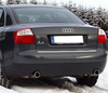 Fox Edelstahl Duplex Sportauspuff Audi A4 B6 Typ 8E Limousine/Avant 1.8T u. 2.4l 1x90mm rund eingerollt abgeschrägt mit Absorber