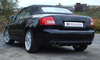 Fox Edelstahl Duplex Sportauspuff Audi A4 B7 Typ 8E, 8H Cabrio, Limousine u. Avant 1x90mm rund eingerollt abgeschrägt mit Absorber
