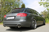 FOX Edelstahl Duplex Sportauspuff Audi A6 4F C6 Quattro Limousine u. Avant TDI je 100mm rund eingerollt abgeschrägt mit Absorber