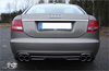 Fox Edelstahl Duplex Sportauspuff Audi A6 4F Typ C6 quattro Limousine u. Avant TDI 2x76mm rund eingerollt abgeschrägt mit Absorber