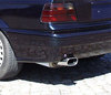 Fox Edelstahl Sportauspuff BMW 3er E36 318is Limousine u. Coupe 135x80mm flachoval eingerollt abgeschrägt mit Absorber