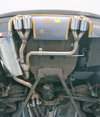 Fox Edelstahl Duplex Sportauspuff-Komplettanlage ab Kat BMW 3er E46 320i 323i 325i 328i M3-Optik je 2x90mm rund doppelwandig abgeschrägt