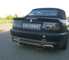 Fox Edelstahl Duplex Sportauspuff-Komplettanlage ab Kat BMW 3er E46 320i 323i 325i 328i M3-Optik je 2x90mm rund doppelwandig abgeschrägt Fox Edelstahl Duplex Sportauspuff-Komplettanlage ab Kat BMW 3er E46 320i 323i 325i 328i M3-Optik je 2x90mm rund doppelwandig abgeschrägt