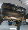 Fox Edelstahl Duplex Sportauspuff-Komplettanlage ab Kat BMW 3er E46 320i 323i 325i 328i M3-Optik je 2x90mm rund doppelwandig abgeschrägt