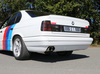 Fox Edelstahl Sportauspuff-Komplettanlage ab Kat BMW 5er E34 525i 24V Limousine u. Touring 2x76mm rund scharfkantig abgeschrägt