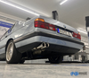 Fox Edelstahl Sportauspuff-Komplettanlage ab Kat BMW 7er E32 750i 2x76mm rund doppelwandig abgeschrägt