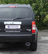FOX Edelstahl Sportauspuffanlage ab Kat Dodge Nitro 160x80mm flachoval eingerollt abgeschrägt mit Absorber