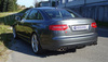 Fox Edelstahl Duplex Sportauspuff-Komplettanlage ab Kat Audi RS6 4F Typ C6 Limousine u. Avant 2x80mm rund eingerollt abgeschrägt mit Absorber