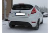 Fox Edelstahl Racing-Komplettanlage ab Kat Ford Fiesta MK7 JA8 inkl. Sport 1.2l ab 2008 145x65mm trapezförmig eingerollt nach unten & seitlich abgeschrägt