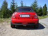 Fox Edelstahl Sportauspuff mittig Mini Cooper S Cabrio R52 2x76mm rund eingerollt gerade mit Absorber