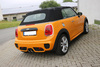FOX Edelstahl Mittig Sportauspuff Mini Cooper S F56 F57 ab Bj. 2014 2x100mm rund doppelwandig abgeschrägt