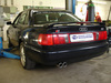 Fox Edelstahl Racing-Komplettanlage ab Kat. Audi 100, S4, A6 u. S6 quattro Typ C4 2x70mm rund eingerollt abgeschrägt