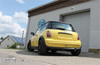 Fox Edelstahl Racing-Komplettanlage ab Kat Mini One u. Cooper R50 1x80mm rund eingerollt gerade mit Absorber