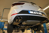 FOX Edelstahl Duplex Racing-Komplettanlage ab Kat. Seat Leon ST Cupra 4Drive Typ 5F je 2x80mm rund doppelwandig abgeschrägt
