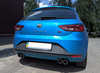 Fox Edelstahl Duplex Sportauspuff Seat Leon 5F 1.2l 1.4l + 1.6-2.0l TDI ab 2012 (Mod. mit Einzelradaufhängung) je 2x80mm rund eingerollt abgeschrägt