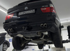 Fox Edelstahl Duplex Sportauspuff-Komplettanlage ab Kat BMW X5 E53 4.4l 286PS je 2x80mm rund doppelwandig abgeschrägt