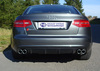 Fox Edelstahl Duplex Sportauspuff-Komplettanlage ab Kat Audi RS6 4F Typ C6 Limousine u. Avant 2x80mm rund eingerollt abgeschrägt mit Absorber