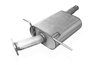 Fox Edelstahl Duplex Sportauspuff-Komplettanlage ab Kat Hyundai Santa Fe 1 Typ SM 1x100mm rund eingerollt gerade mit Absorber