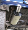 Fox Edelstahl Sportauspuff-Komplettanlage ab Kat Renault Clio 1 Typ B/C 57 1x80mm rund eingerollt gerade mit Absorber