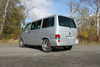 Fox Edelstahl Sportauspuff VW T4 Bus Transporter Caravelle Multivan 2x63mm Dieseloptik scharf 45° nach unten gebogen