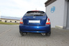 Fox Edelstahl Duplex Sportauspuff Hyundai Accent 3 Typ MC Bj.06-10 135x80mm flachoval eingerollt abgeschrägt mit Absorber