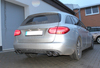Fox Edelstahl Duplex Racing-Komplettanlage ab Kat. Mercedes C-Klasse W205 S205 4-Zylinder Limousine u. T-Modell 2x115x85mm oval eingerollt abgeschrägt
