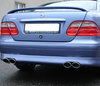 Fox Edelstahl Duplex Racing-Komplettanlage ab Kat Mercedes CLK W208 - C208 Coupe u. A208 Cabrio 2x88x74mm oval eingerollt abgeschrägt