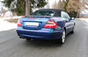 Fox Edelstahl Sportauspuff inkl. Verbindungsrohr Mercedes CLK W209 - C209 Coupe u. A209 Cabrio ab 2002 2x115x85mm oval eingerollt abgeschrägt