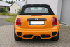 FOX Edelstahl Mittig Sportauspuff Mini Cooper S F56 F57 ab Bj. 2014 2x100mm rund doppelwandig abgeschrägt