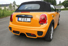FOX Edelstahl Mittig Sportauspuff Mini Cooper S F56 F57 ab Bj. 2014 2x95x78mm trapezförmig eingerollt schwarz