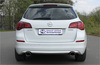 Fox Edelstahl Duplex Sportauspuff-Komplettanlage ab Kat Opel Astra J Sports Tourer 115x85mm oval eingerollt abgeschrägt