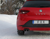 Fox Edelstahl Sportauspuff Seat Leon 5F 1.2l 1.4l + 1.6-2.0l TDI ab 2012 (Mod. mit Einzelradaufhängung) 2x80mm rund doppelgerade abgeschrägt