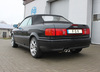 Fox Edelstahl Sportauspuff inkl. Verbindungsrohr Audi 80/90 89 B3 Limousine/Coupe und B4 Cabrio 1.6-2.0l 2x76mm rund eingerollt