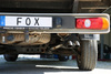 Fox Edelstahl Sportauspuff-Komplettanlage ab Kat VW T5 Pritsche & DoKa 4motion 2x63mm Dieseloptik scharf 45° nach unten gebogen