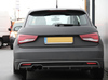 Milltek Edelstahl Racing-Komplettanlage ab Kat Audi A1 inkl. Sportback Typ 8X 1.4l 150/185PS 2x80mm rund doppelwandig abgeschrägt in schwarz