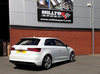 Milltek Edelstahl Racing-Komplettanlage ab Kat Audi A3 8V 3-Tür u. Sportback 2.0l TDI 2x80mm rund doppelwandig abgeschrägt