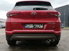 Ulter Edelstahl Sportauspuff Hyundai Tucson 3 Typ TL 1.6l T-GDI 2x120x80mm oval eingerollt abgeschrägt