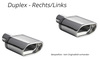 Ulter Duplex Sportauspuff Suzuki GRAND VITARA 3D 05- 145x75mm flachoval eingerollt abgeschrägt mit Absorber