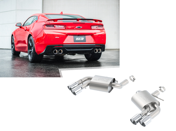 Borla S-TYPE Edelstahl Duplex Sportauspuff Ø70mm-System Chevrolet Camaro SS V8 Modelljahr 2016-17 je 2x102mm rund eingerollt abgeschrägt: 11920