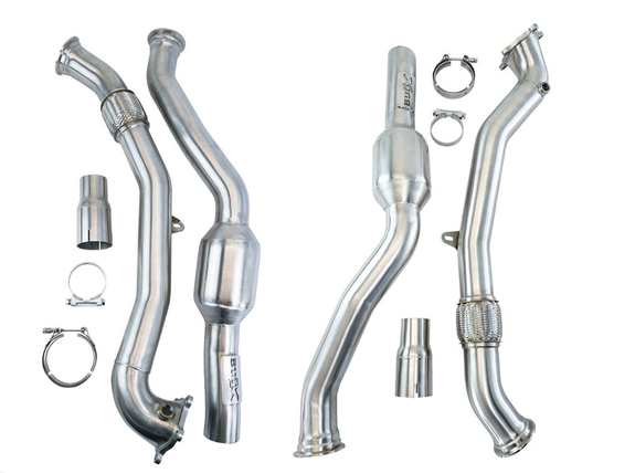 Bull-X Edelstahl Ø70mm-Downpipe mit 200-Zeller Sport-Kat Audi S8 D4 Typ 4H: HGDPAU01-4#5