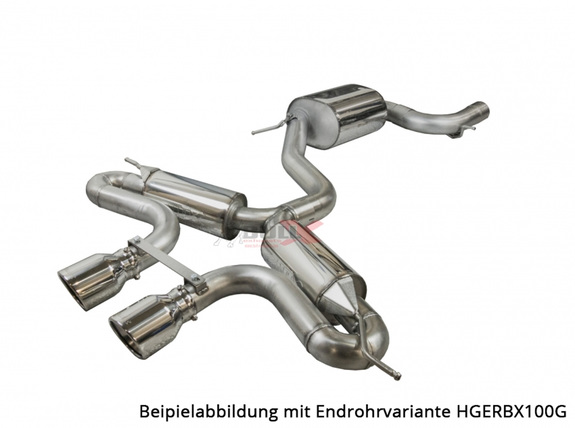 BULL-X Y-Style Edelstahl Mittig Sportauspuff-Komplettanlage ab Kat im R-Look Ø76mm Seat Leon 1P inkl. Endrohrsatz nach Wahl: HGAGAVAG02-2_PAGAVAG02ERBVL-7ANL3