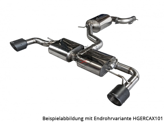 EGO-X Non-Resonated Edelstahl Duplex Sportauspuff-Komplettanlage ab Kat mit Klappensteuerung Ø76mm SuperSound-Version VW Golf 6 GTI inkl. Endrohrsatz nach Wahl: HGBXAGAVAG17ANL1