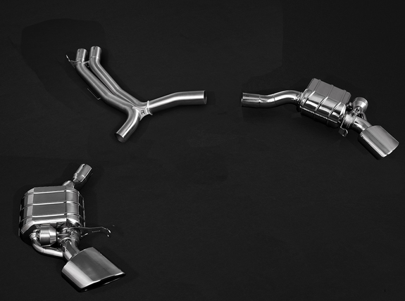 Capristo Edelstahl Duplex Sportauspuff-Komplettanlage ab VSD Audi RS5 B9 Sportback Typ F5 oval eingerollt abgeschrägt: 02AU00503024