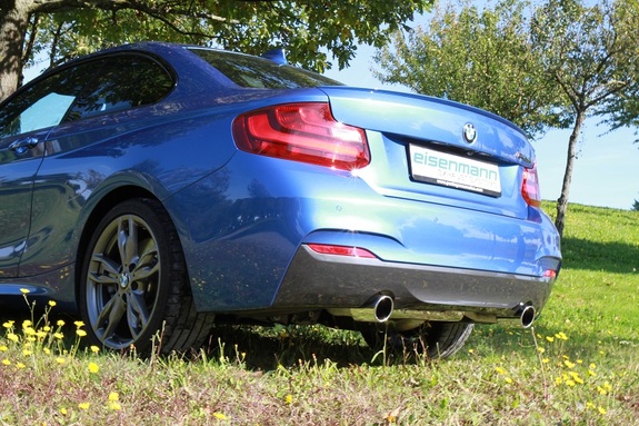 Eisenmann Edelstahl Duplex Sportauspuff RACE-Version BMW 2er F22 Coupe F23 Cabriolet M235i je 90mm rund eingerollt abgeschrägt: B5440.20902